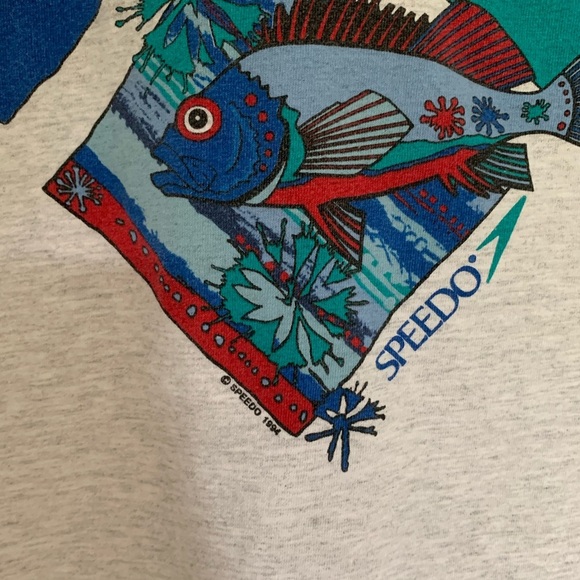 Vintage 1994 Speedo Fish Gray T-Shirt - Picture 7 of 8